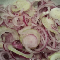 Finely slice red onion